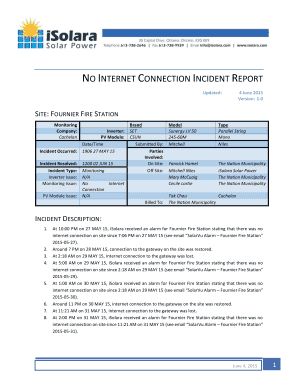 No Internet Connection Incident Report  Form