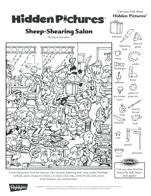 Hidden Pictures Sheep Shearing Salon  Form