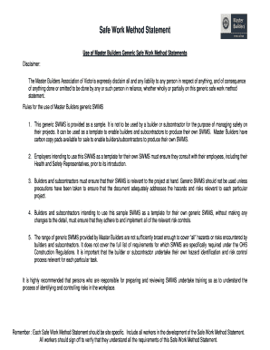 Swms Template Master Builders  Form