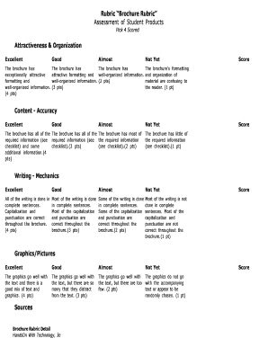 Rubric Brochure Rubric  Form