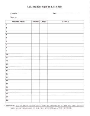 Uil Sign Up Sheet  Form