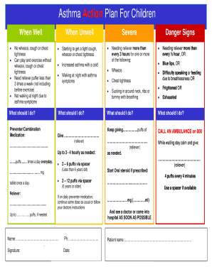 Asthma Action Plan for Children  Form