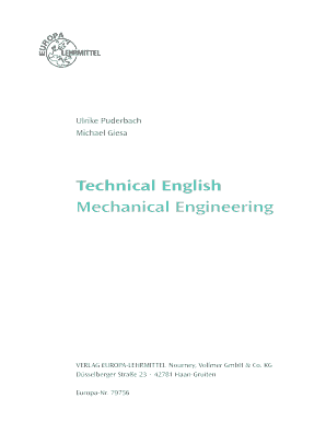Technical English Mechanical Engineering PDF  Form