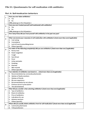 Self Medication Questionnaire PDF  Form