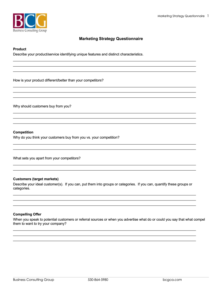 Marketing Strategy Questionnaire 1  Form