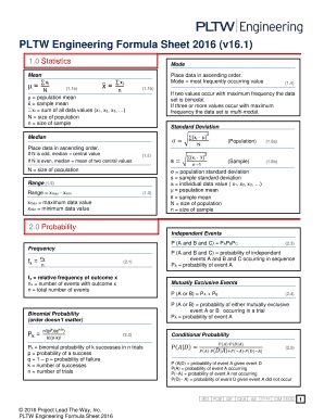 Pltw Formula Sheet