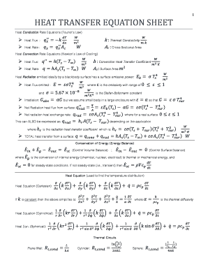  Heat Transfer Equation Sheet 2015-2024