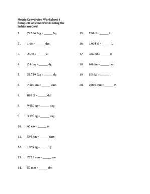 Worksheet 4 Metric Conversions Answers  Form