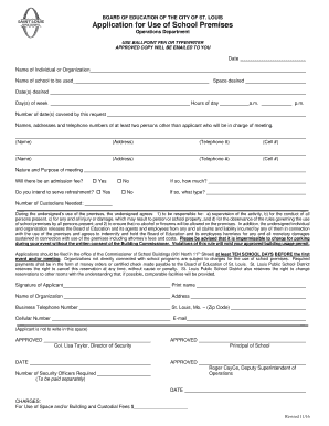 Application for Use of School Premises  Form