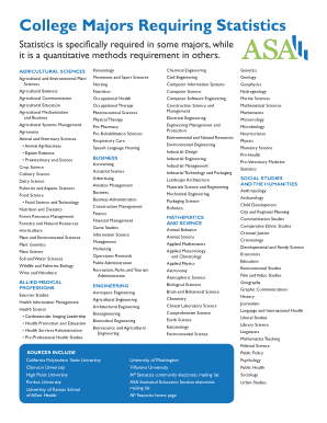 College Majors Requiring Statistics  Form