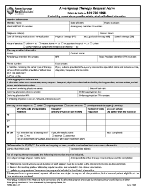 Amerigroup Physical Therapy Authorization Form