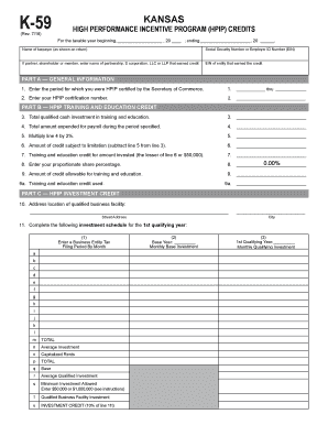  K 59 Kansas High Performance Incentive Program HPIP Credits 2020