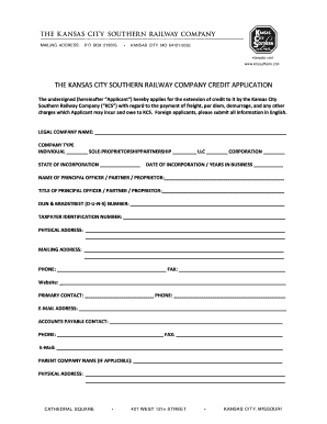 The KANSAS CITY SOUTHERN RAILWAY COMPANY CREDIT APPLICATION  Form