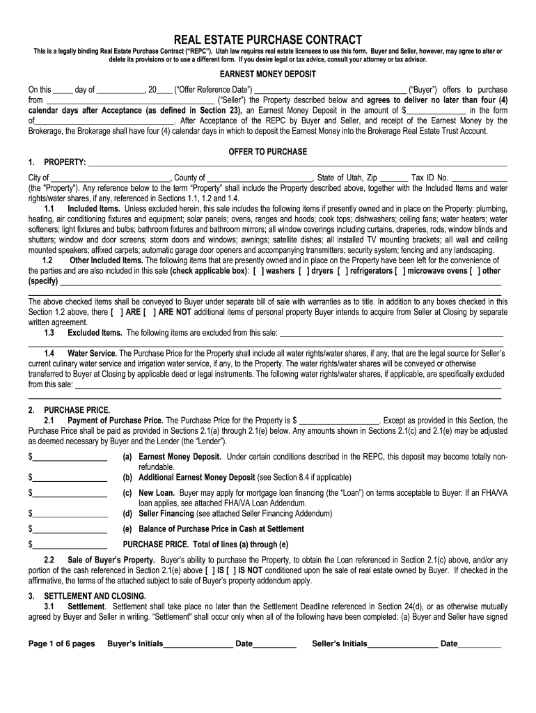  Real Estate Purchase Contract for Land 2017-2024