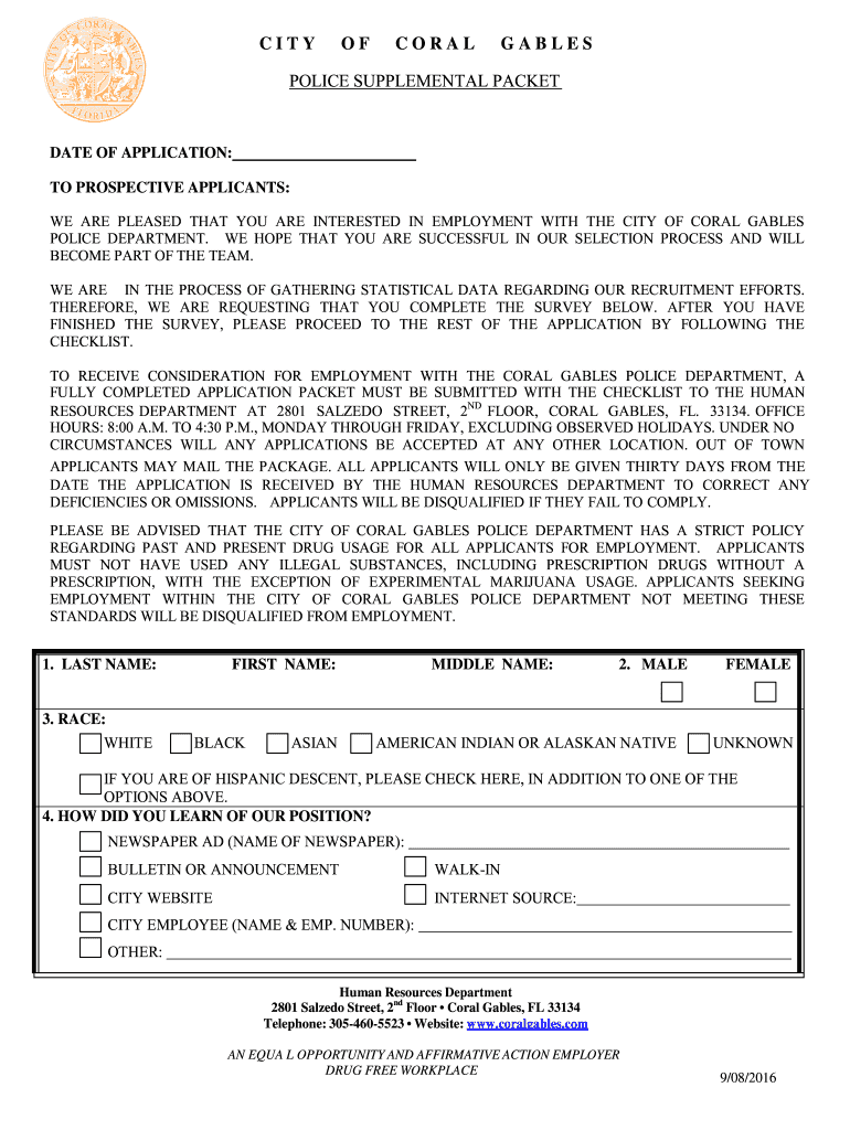 Police Supplemental Packe  Form