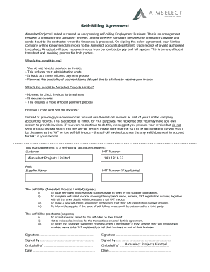 Self Billing Agreement Template  Form