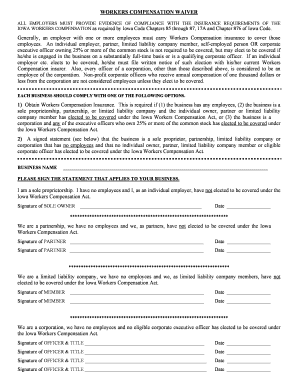 WORKERS COMPENSATION WAIVER  Form