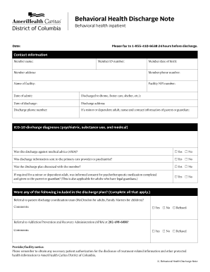 Behavioral Health Inpatient  Form