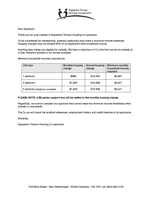 Sapperton Terrace Housing Co Operative  Form