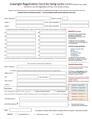 Copyright Application Form PDF