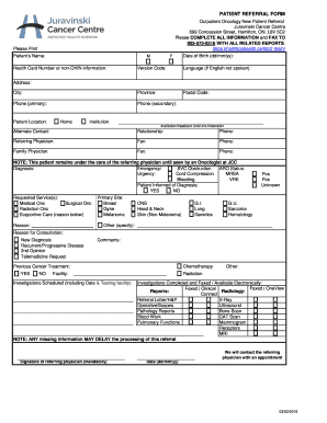 Juravinski Cancer Centre Referral Form