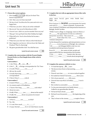 New Headway Upper Intermediate Fourth Edition Tests PDF  Form