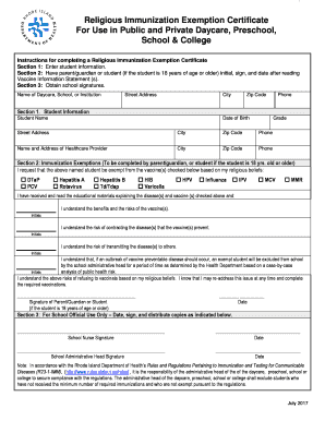  Religious Exemption Form Ri 2017