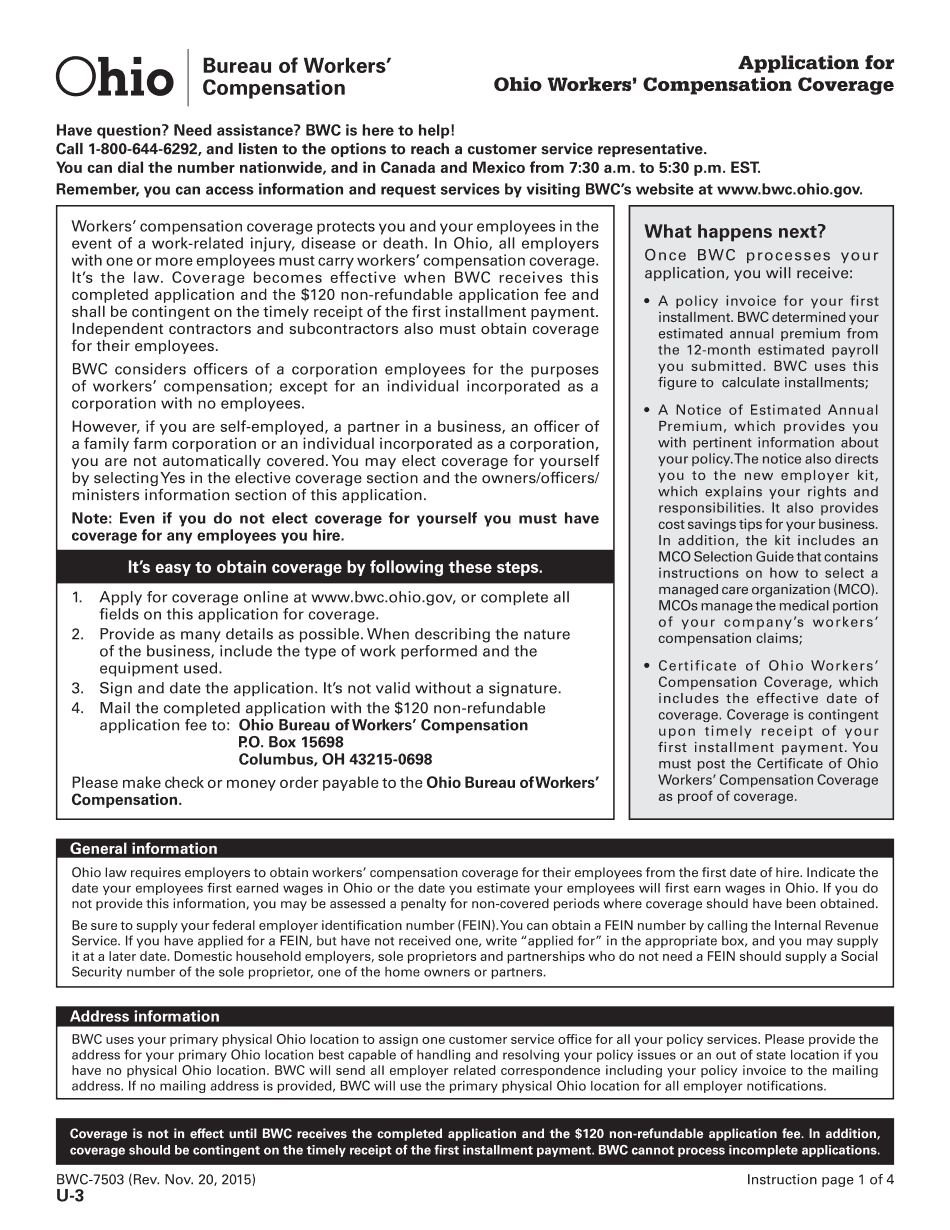  Ohio Bwc Application Form 2015-2024