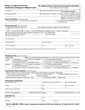 Oregon Business Change in Status Form