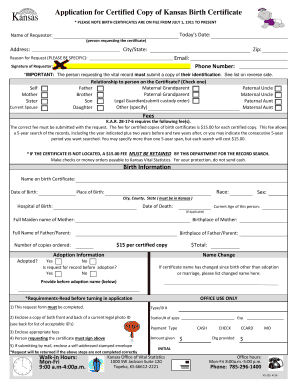  Kansas Birth Certificate 2015