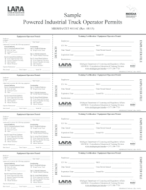 Sample Powered Industrial Truck Operator Permits  Form