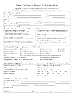 Wic Form Texas PDF