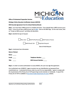 Michigan Online Education Certification System MOECS  Form