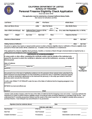  California Personal Firearms Eligibility Check 2016-2024