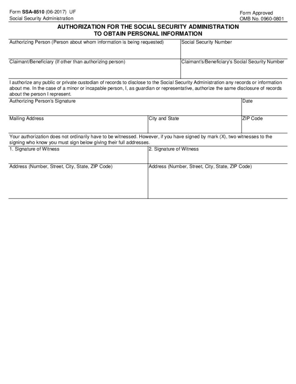 Form SSA 8510 06 UF