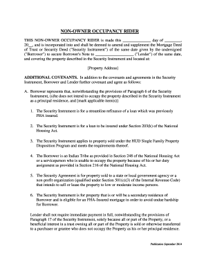 NON OWNER OCCUPANCY RIDER  Form