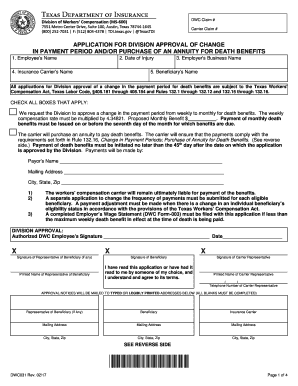 APPLICATION for DIVISION APPROVAL of CHANGE  Form