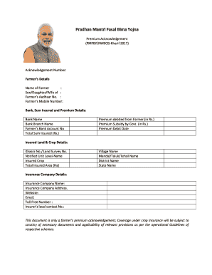 Pradhan Mantri Fasal Bima Yojna  Form