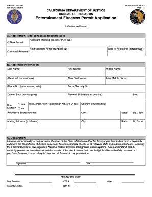 Entertainment Firearms Permit  Form