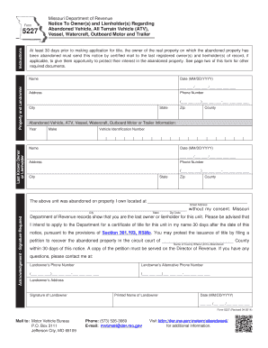 Abandoned Vehicle Title Missouri  Form