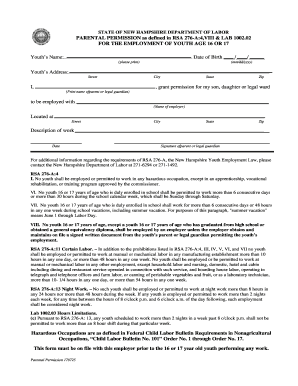  PARENTAL PERMISSION as Defined in RSA 276 A4,VIII & LAB 1002 2017