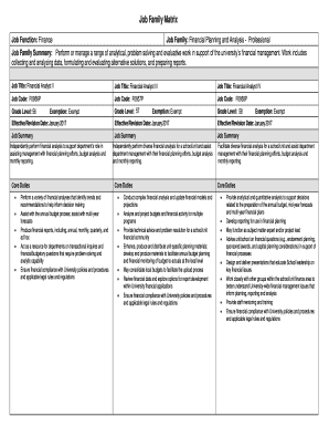 Job Family Matrix Template  Form