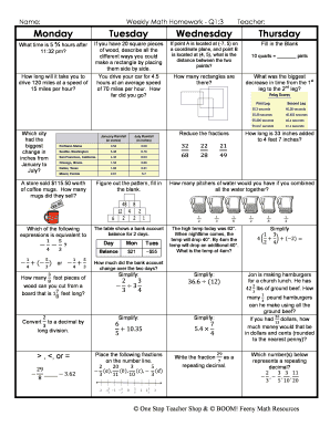Weekly Math Review Q1 3  Form