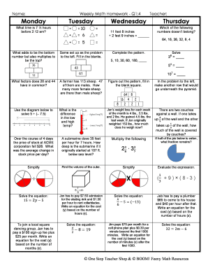 Weekly Math Review Q2 4  Form