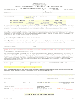 REPORT of BREATH BLOOD TEST for ALCOHOL ANDOR THC or  Form