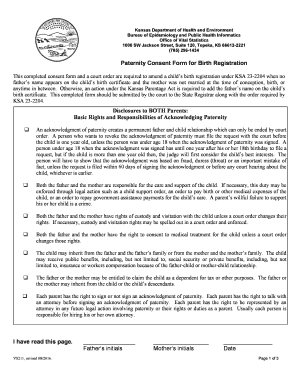  This Completed Consent Form and a Court Order Are Required to Amend a Childs Birth Registration under KSA 23 2204 When No 2007