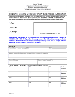 Get and Sign Employee Leasing Company PEO Registration Application 2016-2022 Form