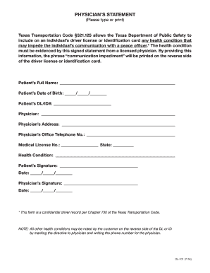 Dl 101 Form Texas