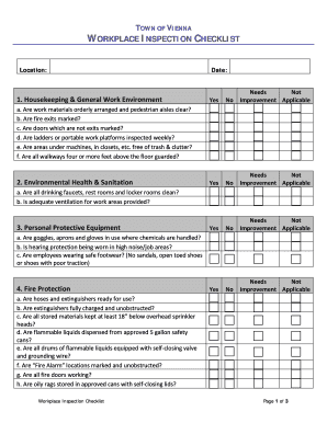 Va Inspection Checklist Form