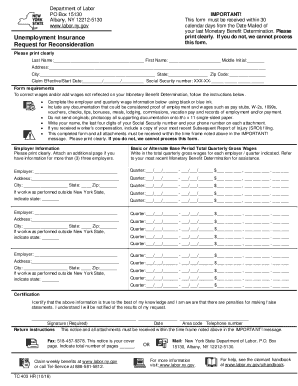  Claimant Request for Hearing New York State Department of Labor 2016